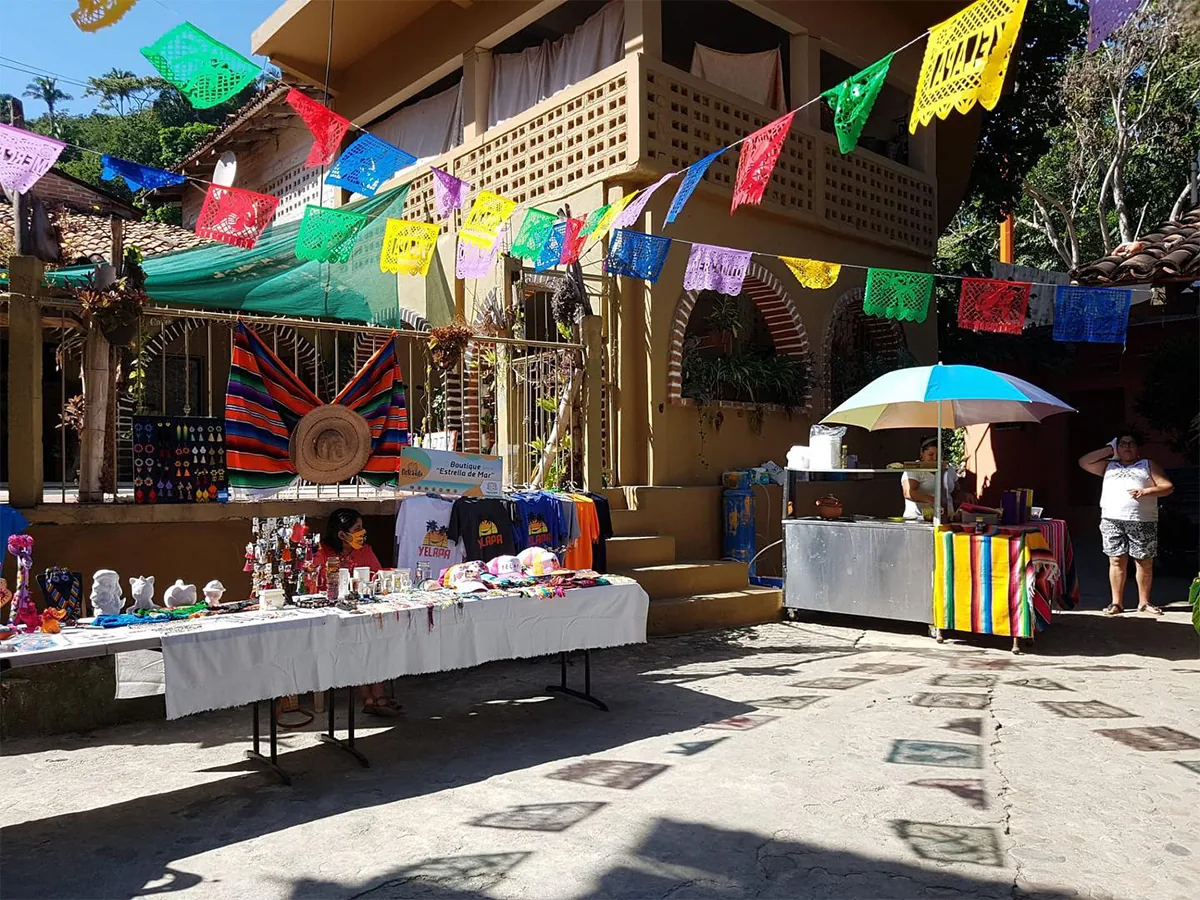 Colorful artisan market in Yelapa Pueblo